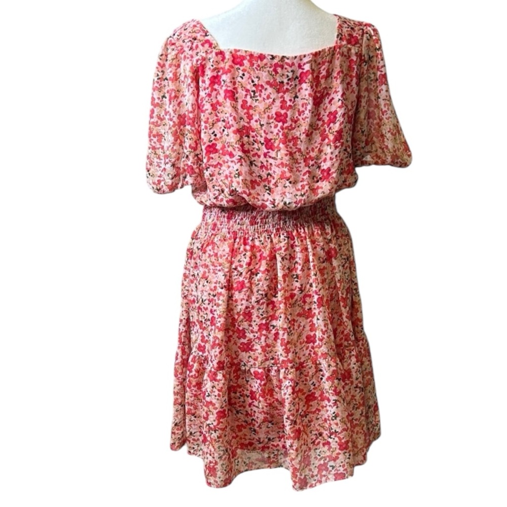 JUST…TAYLOR Floral Flouncy Mini Dress in Pinks  and Peach Size 16 -- SUPER CUTE! - Picture 4 of 12